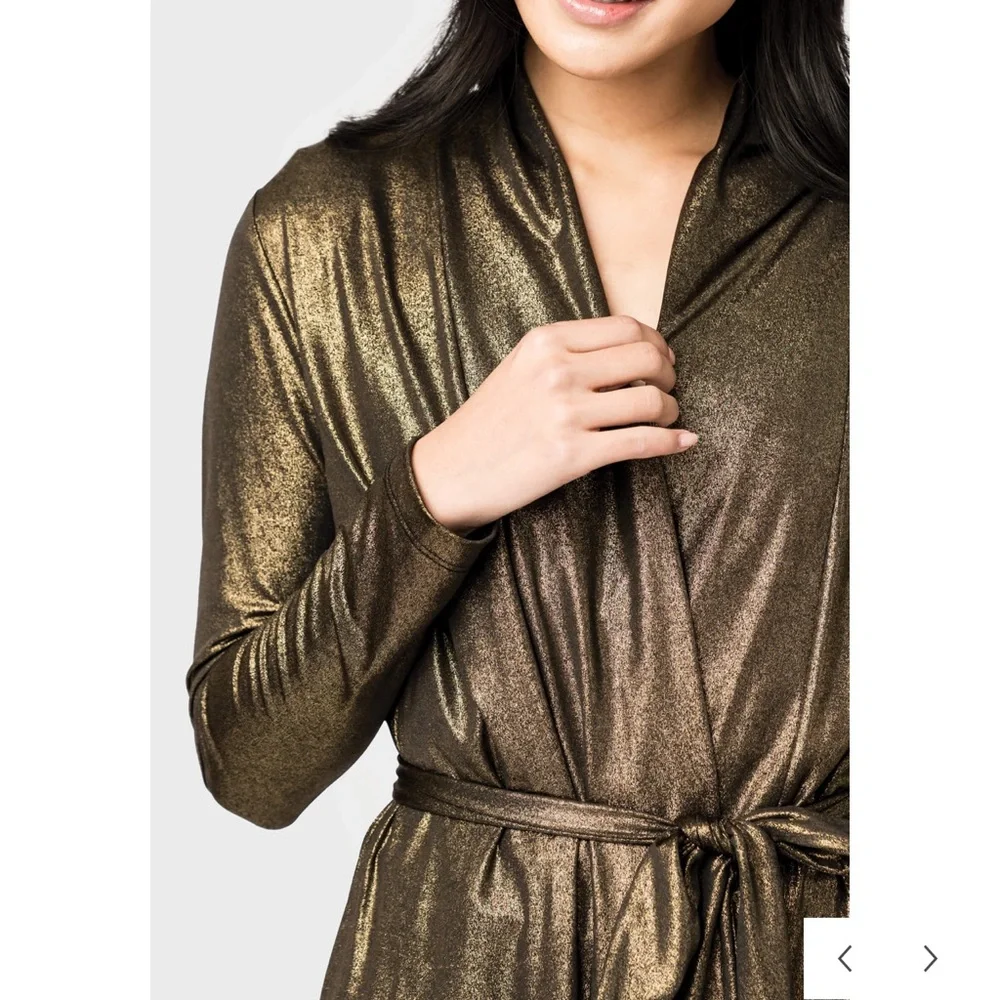 Gold Black Foil Knit Duster With Self-Tie Belt brand new with tags - Picture 2 of 3